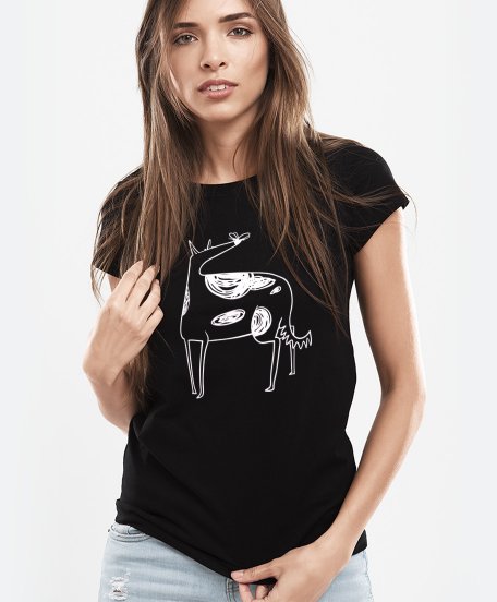 Жіноча футболка собака с бабочкой на носу
