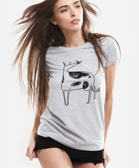 Жіноча футболка собака с бабочкой на носу