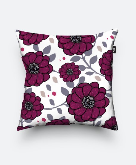 Подушка квадратна Бардовые цветы