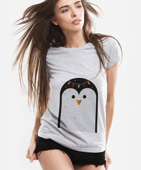 Жіноча футболка Penguin with fairy lights