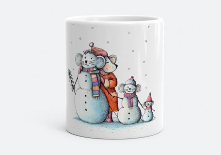 Чашка снеговики с мышкой